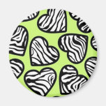 Green zebra hearts magnet