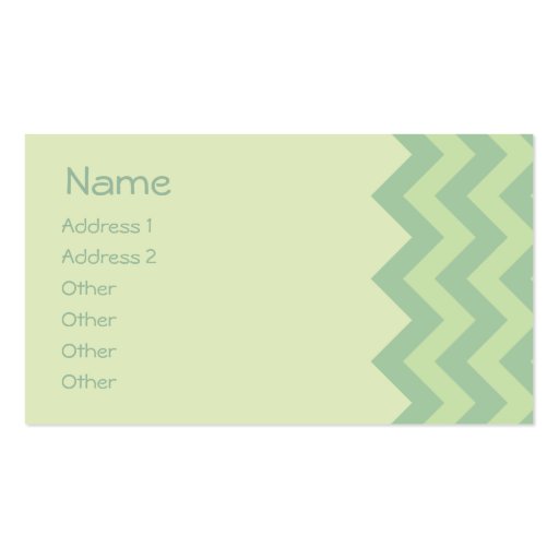 Green ZIgZag pattern Business Card Template (back side)