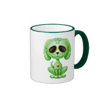 Green Zombie Sugar Puppy Coffee Mugs