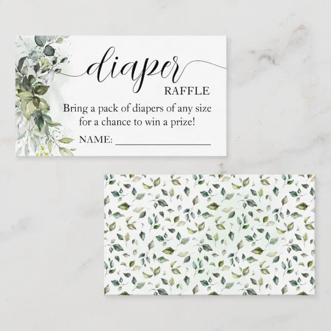 Greenery Diaper Raffle Ticket Baby Shower Zazzle