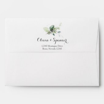 Greenery Floral Gold Foil Leaves Botanical Wedding Envelope Zazzle