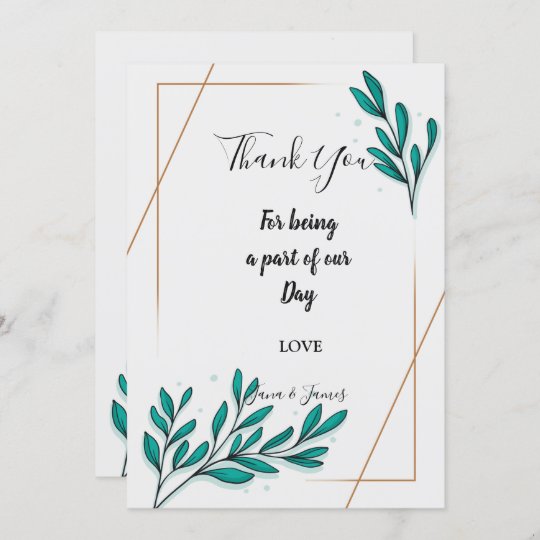 Greenery Floral Gold Foil Leaves Thank You Invitation Zazzle