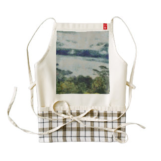 Greenery on shore of a lake zazzle HEART apron