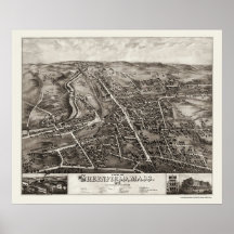 Greenfield, MA Panoramic Map - 1877 Posters