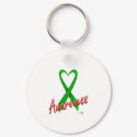 GreenHeartRibbonAwareness keychains