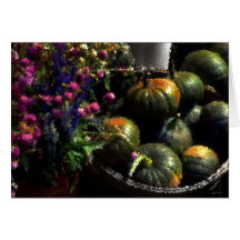 Greenhouse Pumpkins and Flowers Greeting Cards