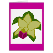 Greenish orchid sea turtle blank card