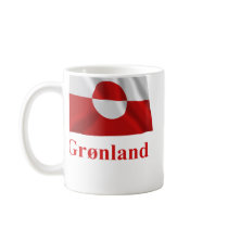 Greenland Waving Flag with Name in Danish mugs