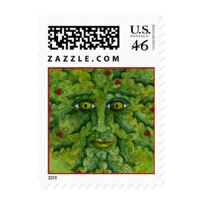 Greenman Holly Postage Stamp