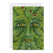 Greenman Holly Solstice Invitation