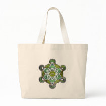 GreenMetatronCube Canvas Bag