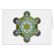 GreenMetatronCube Greeting Cards