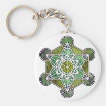 GreenMetatronCube Key Chains