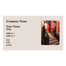 Greenwich Village Brownstone with Red Door Business Card Template
