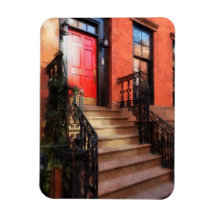 Greenwich Village Brownstone with Red Door Rectangle Magnet