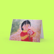 Greeting Card - Girl With Daisies