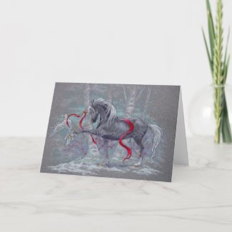 Greeting Card - Holiday Unicorn Snow Bird
