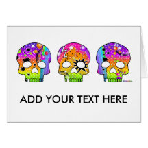 Greeting Card, Note Card - POP ART SKULLS