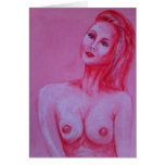 Greeting Card of a Nude Lady in Pink