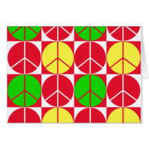 Greeting Card Peace Rasta Checkered Pattern