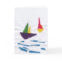 GREETING CARD "Sailboats on the Ocean" by K' Duong by VietHope GREETING CARD "Sailboats on the Ocean" by K' Duong
