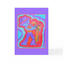 Greeting Card-Saxy Sam the Jazz Man by rlwinkelmann Greeting Card-Saxy Sam the Jazz Man