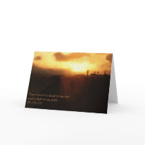 Greeting Card Scripture Lighthouse, Ocean & Sunset