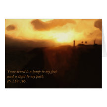 Greeting Card Scripture Lighthouse, Ocean & Sunset