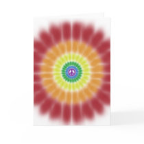 Greeting Card, Tie Dye Rainbow Peace Sign Explosio
