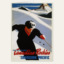 Greeting Card with Canadian Rockies Ski Print cards