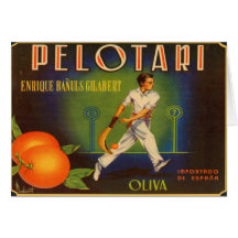 Greeting Card with Spanish Crate Label for Olives
