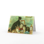 Greeting Card with Vintage Illustration of Kittens