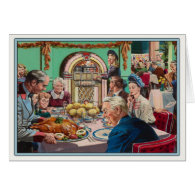 Greeting Card with Vintage Thanksgiving Meal