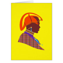 Greeting cards Maasai warrior yellow card