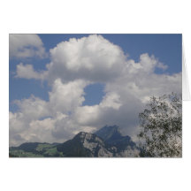 Greeting map cloud Doughnut over mountain, in blan Greeting Card