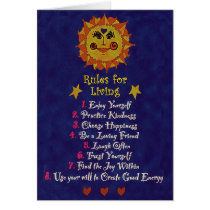 Greeting/Note card. Rules for Living. by AnandaPaloAlto Greeting/Note card. Rules for Living.