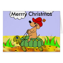 greetings card “dog and tortoise” Merry Christmas
