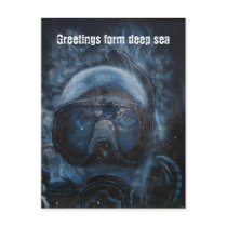 Greetings - frogman graffiti postcards