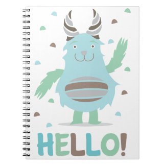 Greetings from a friendly blue monster spiral note books