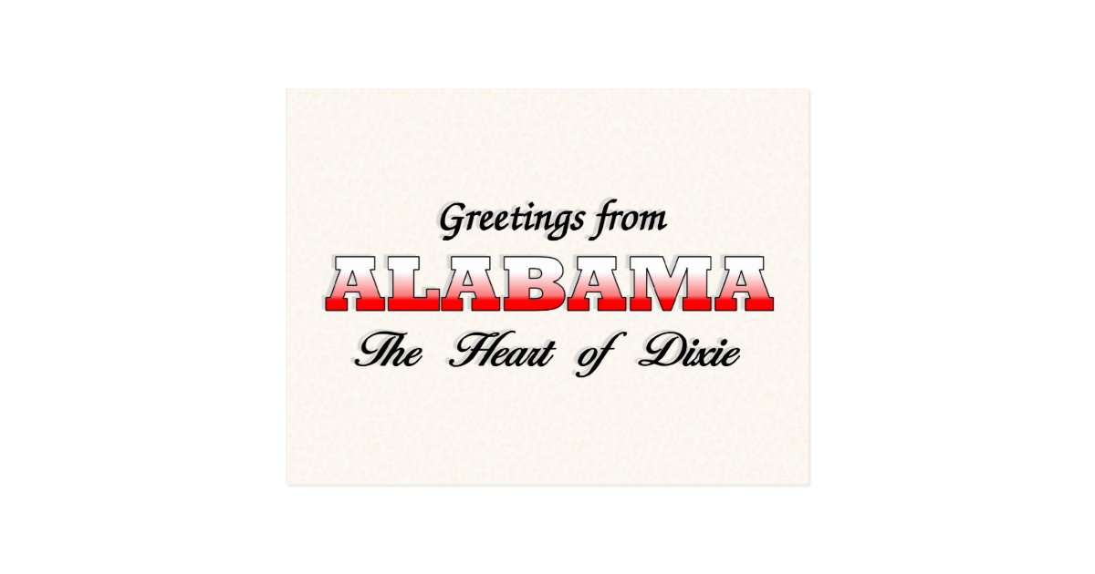 Greetings from Alabama Postcard | Zazzle