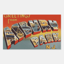 Greetings from Asbury Park NJ Rectangular Sticker