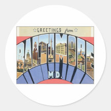 Greetings From Baltimore Maryland Stickers