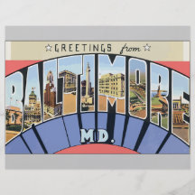 Greetings From Baltimore Md., Vintage Personalized Flyer