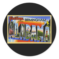 Greetings from Birmingham Alabama Round Stickers