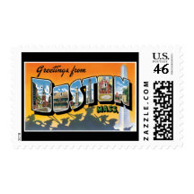 Greetings from Boston Mass. Postage Stamps