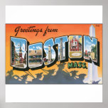 Greetings From Boston Mass., Vintage Print