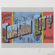 Greetings From Carson City Nevada, Vintage Custom Flyer