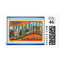 Greetings From Charlotte N.C. , Vintage Stamp