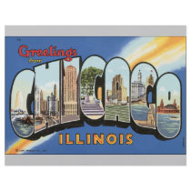 Greetings From Chicago Illinois, Vintage Personalized Flyer