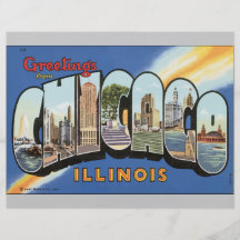 Greetings From Chicago Illinois, Vintage Personalized Flyer